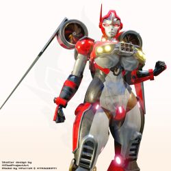 Rule 34 | 1girl, 3d, andypurro, blender (medium), breasts, colored skin, crotch plate, curvy, glowing, glowing eyes, grey skin, helmet, highres, humanoid robot, large breasts, mechanical wings, red eyes, robot, robot girl, shatter (transformers), solo, thick thighs, thighs, transformers, wings