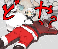 Rule 34 | 1boy, 1girl, aged down, arms up, beard, chamaruk, chibi, facial hair, hat, izayoi sakuya, sack, santa claus, santa costume, santa hat, sparkle, standing, touhou, victory pose, zoom layer