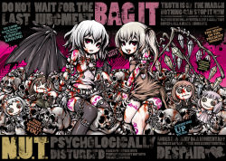Rule 34 | 2girls, blood, character doll, doll, english text, female focus, flandre scarlet, hong meiling, izayoi sakuya, koakuma, multiple girls, patchouli knowledge, project.c.k., remilia scarlet, skull, tattoo, embodiment of scarlet devil, thighhighs, touhou, wings