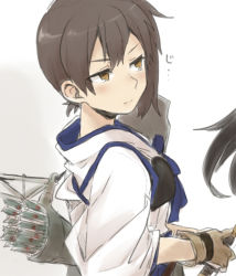 Rule 34 | 10s, 1girl, armor, arrow (projectile), brown eyes, brown hair, gloves, japanese clothes, kaga (kancolle), kantai collection, machinery, muneate, quiver, ree (re-19), side ponytail, solo
