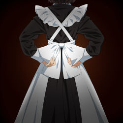 Rule 34 | 1girl, adjusting clothes, brown background, facing away, gradient background, head out of frame, long sleeves, maid, original, solo, standing, suzushiro (suzushiro333)