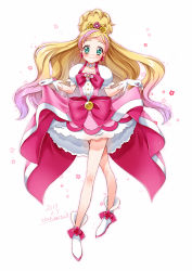Rule 34 | 10s, 1girl, 2015, aqua eyes, artist name, blonde hair, blue eyes, blush, bow, buttons, choker, clothes lift, cure flora, dated, earrings, flower, frilled skirt, frills, gloves, go! princess precure, gradient hair, hair ornament, half updo, haruno haruka, highres, jewelry, long hair, looking at viewer, magical girl, multicolored hair, multiple girls, nisei akira, pink hair, pink skirt, precure, puffy short sleeves, puffy sleeves, ribbon, short sleeves, signature, skirt, skirt lift, smile, solo, streaked hair, two-tone hair, very long hair, waist bow, wavy hair