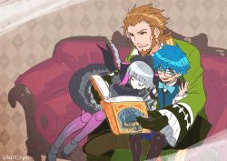 Rule 34 | 10s, 1girl, 2boys, a midsummer night&#039;s dream, alice (fate), beard, blue eyes, blue hair, bow, bowtie, brown eyes, brown hair, couch, facial hair, fate/apocrypha, fate/extra, fate/extra ccc, fate/grand order, fate (series), glasses, hans christian andersen (fate), kiritachi, multiple boys, nursery rhyme (fate), nursery rhyme (fate/grand order), reading, sleeping, white hair, william shakespeare (fate)