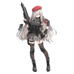 Rule 34 | 1girl, armband, assault rifle, banned artist, beret, black gloves, black thighhighs, boots, braid, breasts, cross-laced footwear, dog tags, fingerless gloves, full body, g36c (girls&#039; frontline), garter straps, girls&#039; frontline, gloves, grey footwear, gun, h&amp;k g36, hair over one eye, hair ribbon, harness, hat, holding, holding gun, holding magazine (weapon), holding weapon, knee pads, large breasts, long hair, magazine (weapon), official alternate costume, official art, parsley-f, plaid, plaid skirt, pleated skirt, pouch, red eyes, reloading, ribbon, rifle, side braid, sidelocks, silver hair, skirt, smoke grenade, solo, standing, submachine gun, tactical clothes, thighhighs, transparent background, trigger discipline, weapon, zettai ryouiki