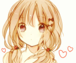 Rule 34 | 1girl, brown theme, commentary request, heart, low twintails, original, portrait, sketch, solo, syutyou, twintails