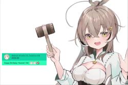 Rule 34 | animated, audible speech, brown hair, green eyes, hammer, hololive, hololive english, inaba reito, nanashi mumei, sound, tagme, video, virtual youtuber