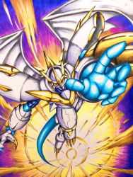 Rule 34 | armor, digimon, flying, imperialdramon, imperialdramon paladin mode, red eyes, sword, tail, weapon, wings