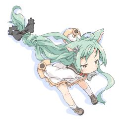 Rule 34 | 1girl, ahoge, akashi (azur lane), animal ears, aqua hair, ass, asymmetrical legwear, azur lane, bent over, black bow, black sailor collar, bow, cat ears, cat girl, dress, fang, fish, fish in mouth, flat chest, full body, grey footwear, hair bow, hair ornament, hairclip, ham (points), long hair, long sleeves, low-tied long hair, mouth hold, sailor collar, sailor dress, shoes, simple background, sleeves past fingers, sleeves past wrists, socks, solo, standing, very long hair, white background, white dress, white socks, yellow eyes