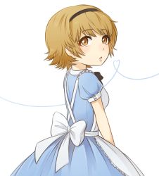 Rule 34 | 10s, 1boy, alternate costume, apron, blonde hair, blush, catmouth, danganronpa (series), frills, fujisaki chihiro, heart, looking at viewer, maid, maid apron, male focus, open mouth, puffy sleeves, short sleeves, solo, trap, yellow eyes