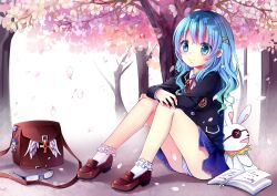Rule 34 | 1girl, absurdres, black jacket, blue eyes, blue hair, blue skirt, book, cherry blossoms, crossed arms, date a live, day, green hair, gyaza, highres, jacket, loafers, long hair, miniskirt, multicolored hair, neck ribbon, open book, outdoors, panties, pantyshot, photoshop (medium), pleated skirt, red ribbon, ribbon, shoes, sitting, skirt, smile, socks, solo, striped clothes, striped panties, tree, two-tone hair, underwear, unworn eyewear, white socks, yoshino (date a live), yoshinon