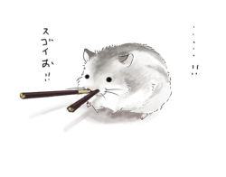 Rule 34 | eating, food, food focus, full body, hamster, no humans, noja, original, pocky, text focus, whiskers