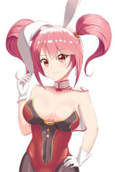 Rule 34 | 1girl, animal ears, bare shoulders, breasts, rabbit ears, cape, collar, fire emblem, fire emblem echoes: shadows of valentia, gloves, highres, keldancon, looking at viewer, mae (fire emblem), medium breasts, nintendo, pantyhose, pink eyes, pink hair, solo, twintails