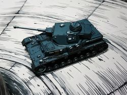 Rule 34 | artist request, copyright request, drifting, highres, military, military vehicle, model kit (medium), motor vehicle, no humans, panzer iv, tank, unconventional media, vehicle focus