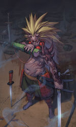 Rule 34 | 00s, 4th apostle conqueror kasijas, absurdres, blonde hair, dnf, dungeon and fighter, highres, horns, katana, long hair, monster, no humans, oni, sheath, sword, weapon