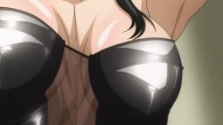Rule 34 | 1girl, animated, animated gif, armpits, arms up, bdsm outfit, blush, breasts, chigusa nana, cleavage, leather, medium breasts, nana to kaoru, solo, tears