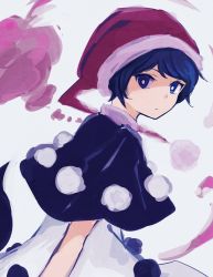 Rule 34 | 1girl, bad id, bad pixiv id, blue eyes, blue hair, doremy sweet, dream soul, expressionless, hat, looking at viewer, matching hair/eyes, pom pom (clothes), short hair, solo, tama (hiroshige 36), touhou