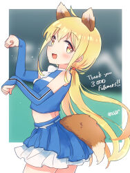 Rule 34 | 1girl, akapocho, alternate costume, animal ears, blonde hair, elbow gloves, fox ears, fox tail, gloves, highres, hokkaido nippon-ham fighters, kantai collection, long hair, nippon professional baseball, paw pose, satsuki (kancolle), tail, twintails, yellow eyes