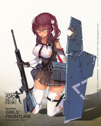 Rule 34 | 1girl, ballistic shield, belt buckle, boots, breasts, buckle, choke (weapon), dark-skinned female, dark skin, diverter choke, extended barrel, full body, girls&#039; frontline, gloves, gun, hand on own chest, hat, highres, holding, impossible clothes, kneeling, large breasts, long hair, looking at viewer, nightmaremk2, no headwear, official art, personification, purple hair, saiga-12, saiga-12 (girls&#039; frontline), shield, shield module, shotgun, skirt, solo, thighhighs, torn clothes, torn thighhighs, transparent background, twintails, weapon, white thighhighs, yellow eyes