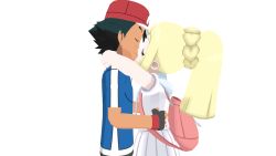 Rule 34 | 1boy, 1girl, 3d, ash ketchum, creatures (company), game freak, hetero, highres, kiss, lillie (pokemon), nintendo, pokemon, pokemon (anime), pokemon sm, school uniform