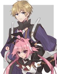 Rule 34 | 2boys, absurdres, astolfo (fate), astolfo (saber) (fate), bare shoulders, black bow, blush, bow, fate/grand order, fate (series), hair intakes, highres, kan&#039;yu (citron 82), long hair, looking at viewer, male focus, multicolored hair, multiple boys, pink hair, purple eyes, smile, streaked hair, trap, white hair
