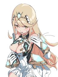 Rule 34 | 1girl, blonde hair, highres, kame 0 0 kame, long hair, mythra (xenoblade), simple background, solo, very long hair, white background, xenoblade chronicles (series), xenoblade chronicles 2, yellow eyes