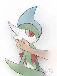 Rule 34 | 1boy, arm blade, artist name, blue hair, closed mouth, colored skin, creatures (company), disembodied limb, expressionless, gallade, game freak, gen 4 pokemon, green hair, green skin, hair over one eye, hand on another&#039;s cheek, hinata kanata, male focus, mohawk, multicolored hair, multicolored skin, nintendo, one eye covered, pokemon, pokemon (creature), red eyes, short hair, signature, simple background, sketch, solo focus, two-tone hair, two-tone skin, upper body, weapon, white background, white skin
