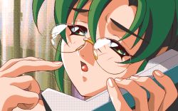 Rule 34 | 1990s (style), 1girl, 2 shot diary 2, animated, animated gif, game cg, glasses, green hair, indoors, may-be soft, mayumi (2 shot diary 2), pc98, retro artstyle, tagme, talking on phone