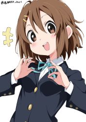 Rule 34 | 1girl, absurdres, highres, hirasawa yui, k-on!, looking at viewer, open mouth, simple background, solo, tagme, white background