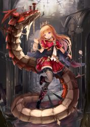 Rule 34 | 1girl, absurdres, blonde hair, blue eyes, boots, brooch, cagliostro (granblue fantasy), capelet, cloak, frilled skirt, frills, granblue fantasy, hamidashi-kun, headband, highres, jewelry, knee boots, long hair, looking at viewer, red neckwear, skirt, smile