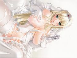 Rule 34 | blonde hair, breasts, censored, convenient censoring, cum, highres, large breasts, princess, sano toshihide, thighhighs