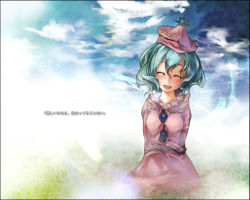 Rule 34 | 1girl, aqua hair, bad id, bad pixiv id, cusui, closed eyes, female focus, hat, merlin prismriver, open mouth, smile, solo, touhou, translation request
