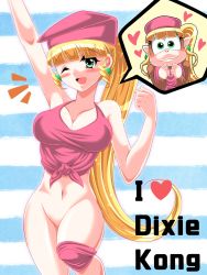 Rule 34 | ape, blonde hair, bottomless, convenient censoring, convenient leg, dixie kong, donkey kong (series), donkey kong country, gomabee, highres, humanization, nintendo, shirt, tied shirt