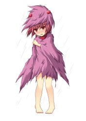 Rule 34 | 1girl, barefoot, blush, coat, commentary request, cross (crossryou), hat, open mouth, personification, rain, red eyes, red hair, solo, ultraman (1st series), wide sleeves