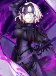 Rule 34 | 1girl, armor, breasts, chain, fate/grand order, fate (series), female focus, highres, jeanne d&#039;arc (fate), jeanne d&#039;arc alter (avenger) (fate), jeanne d&#039;arc alter (fate), large breasts, looking at viewer, minamina, short hair, solo, standard bearer, sword, type-moon, weapon, yellow eyes