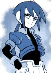 Rule 34 | 1girl, absurdres, aile (mega man zx), artist request, black bodysuit, bodysuit, cropped jacket, highres, jacket, long hair, looking at viewer, mega man (series), mega man zx, mega man zx advent, monochrome, open clothes, open jacket, ponytail, shorts, tagme