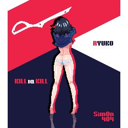 Rule 34 | 1girl, arms up, ass, barefoot, breasts, butt crack, clothes, clothes grab, clothes lift, derivative work, female focus, full body, highres, kill la kill, large breasts, looking back, matoi ryuuko, medium hair, open clothes, panties, pixel art, redrawn, ryuko redraw (meme), sim0n404, solo, striped clothes, striped panties, underwear