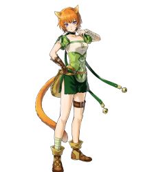 Rule 34 | 1girl, animal ears, bandaged arm, bandages, bell, belt, belt pouch, cat ears, cat girl, cat tail, censored, choker, closed mouth, collarbone, facial mark, female focus, fire emblem, fire emblem: path of radiance, fire emblem: radiant dawn, fire emblem heroes, full body, gloves, hand on own hip, hand up, highres, jingle bell, kaya8, lethe (fire emblem), looking at viewer, nintendo, o-ring, o-ring belt, official art, orange hair, pouch, purple eyes, shoes, short hair, short sleeves, single glove, solo, standing, tail, thigh strap, transparent background