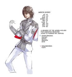 Rule 34 | 1boy, absurdres, adapted costume, akechi gorou, capelet, character name, english text, fire emblem, fire emblem: three houses, gloves, highres, long sleeves, nintendo, persona, persona 5, red eyes, signature, simple background, white background, yourfreakyneighbourh
