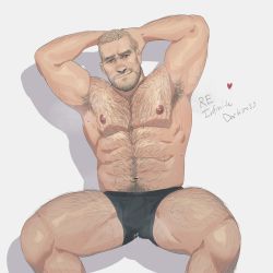 Rule 34 | 1boy, abs, absurdres, arm hair, armpit hair, armpits, bara, beard, black male underwear, boxer briefs, bulge, character request, check copyright, chest hair, copyright request, cum, cum in clothes, cum through clothes, facial hair, feet out of frame, hairy, highres, large pectorals, leg hair, male focus, male underwear, mature male, muscular, muscular male, navel, navel hair, nipples, pectorals, philipposole, raised eyebrow, resident evil, resident evil: infinite darkness, short hair, sideburns, sitting, smirk, solo, spread legs, stomach, thick thighs, thighs, underwear, underwear only