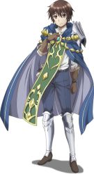 Rule 34 | 1boy, full body, gold trim, green tabard, hachinan tte sore wa nai deshou!, high collar, legs apart, male focus, official art, shin guards, solo, standing, tabard, tagme, transparent background, wendelin von benno baumeister