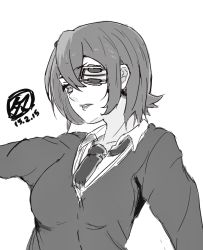 Rule 34 | 10s, 1girl, breasts, eyepatch, kantai collection, monochrome, necktie, sweater, tenryuu (kancolle)