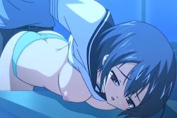 Rule 34 | 10s, animated, animated gif, ass, bent over, blue hair, bouncing breasts, breasts, butt crack, clothes lift, doggystyle, nipples, open mouth, panties, poro, school uniform, serafuku, sex, sex from behind, shirt lift, short hair, small breasts, tsukuyama nagisa, uhou renka, underwear