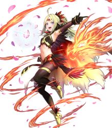 Rule 34 | 1girl, ahoge, belt, black gloves, blonde hair, cape, feather trim, feathers, fire emblem, fire emblem awakening, fire emblem heroes, flat chest, gloves, gold trim, gradient clothes, gradient hair, green hair, highres, jewelry, kousei horiguchi, long hair, midriff, multicolored hair, multiple belts, navel, nintendo, nowi (fire emblem), official alternate costume, official art, pantyhose, parted bangs, pelvic curtain, pointy ears, ponytail, purple eyes, solo, stomach, tiara, transparent background