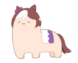 Rule 34 | . ., :3, animal ears, blush stickers, bow, brown hair, chibi, closed mouth, ear bow, full body, gomashio (goma feet), horse ears, horse tail, multicolored hair, purple bow, simple background, solo, special week (umamusume), standing, su----per cute, tail, two-tone hair, umamusume, white background, white hair