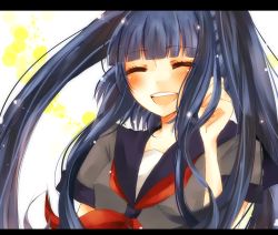 Rule 34 | blue hair, furudo erika, kano shiki, letterboxed, school uniform, smile, solo, twintails, umineko no naku koro ni