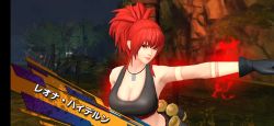 Rule 34 | 1girl, 3d, animated, breasts, cleavage, dog tags, gloves, large breasts, leona heidern, midriff, navel, ponytail, red eyes, red hair, snk, tagme, the king of fighters, the king of fighters all-stars, video