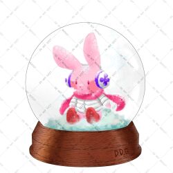 Rule 34 | cutemon, digimon, digimon (creature), headphones, no humans, scarf, snow globe, solo