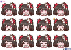 Rule 34 | &gt; &lt;, 0 0, 1girl, :&gt;, :&lt;, :3, :d, :t, absurdres, blush, bow, brown hair, chibi, closed mouth, crying, dress, expressions, fox mask, frown, gradient hair, hair bow, highres, honkai: star rail, honkai (series), long hair, looking at viewer, mask, mask on head, multicolored hair, open mouth, pink eyes, pout, red bow, red dress, red hair, ron (hengyep), signature, simple background, smile, sparkle (honkai: star rail), streaming tears, tears, twintails, variations, white background