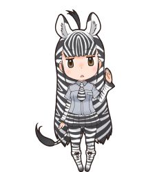 Rule 34 | 1girl, animal costume, animal ear fluff, animal ears, highres, kemono friends, looking at viewer, official art, plains zebra (kemono friends), solo, standing, tachi-e, tail, transparent background, yoshizaki mine