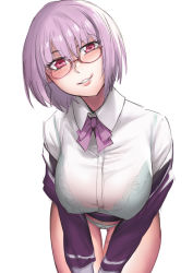 Rule 34 | 10s, 1girl, absurdres, bad id, bad pixiv id, blush, bow, bra, bra visible through clothes, breasts, collared shirt, cowboy shot, glasses, gridman universe, hands on thighs, head tilt, highres, jacket, knatb, large breasts, leaning forward, light purple hair, looking at viewer, no pants, panties, parted lips, pink-framed eyewear, purple bow, purple jacket, purple neckwear, red eyes, see-through, semi-rimless eyewear, shinjou akane, shirt, short hair, simple background, sketch, sleeves past wrists, solo, ssss.gridman, thighs, under-rim eyewear, underwear, white background, white shirt